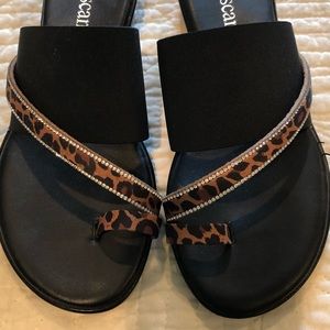 Black and leopard print sandals